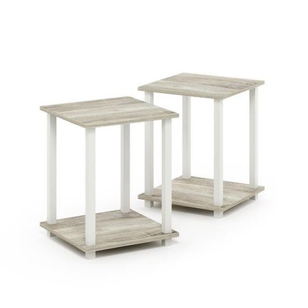 FURINNO Furinno 12127OK-WH Simplistic End Table; Columbia Walnut & Black; Sonoma Oak & White - Set of 2 12127OK/WH